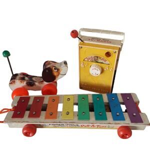 1960s Fisher-Price Toys Lot '68 Music Box '65 Little Snoopy '64 Pull A Tune